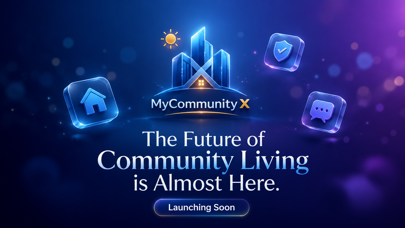 MyCommunityX launch banner introducing smart society management