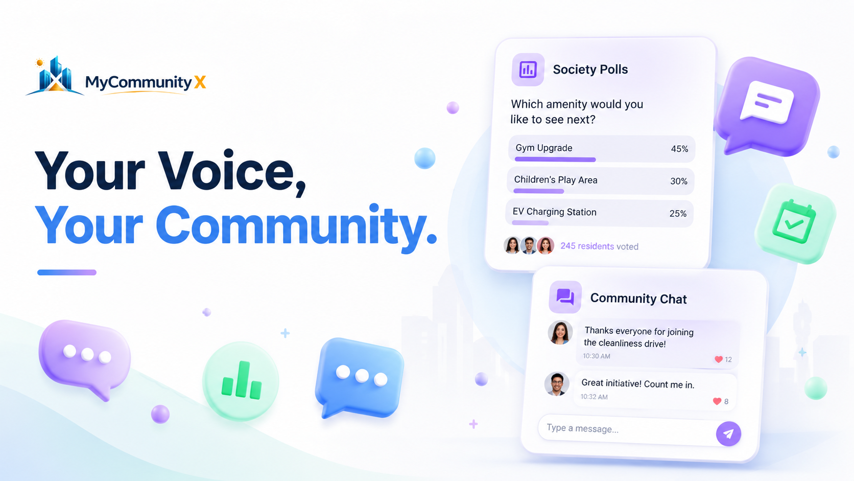 Community polls, chat, and announcements in one app